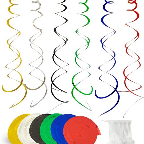 30 Pieces Hanging Swirl Party Decorations Foil Decorations Ceiling Swirl Spiral Hanging Plastic Streamer for Ceiling Birthday Graduation Wedding Celebration Baby Shower Party Supply （Colourful）