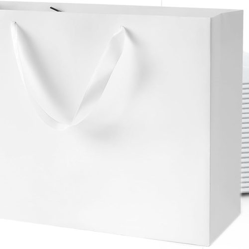 4 White Gift Bags With Handles: 24pcs Medium Large Gift Bags Bulk 12.6x4x8.7 Inch For Wedding Party Birthday Business