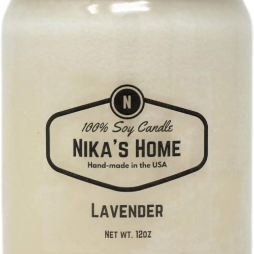 4 Lavender Soy Candle - 12oz Mason Jar - Non-Toxic - Hand Poured in The USA, Long Burning 50-60 Hours Highly Scented All Natural, Clean Burning