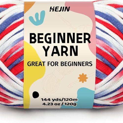 120g Americana Yarn for Crocheting and Knitting; Rainbow Yarn for Beginners with Easy-to-See Stitches;Worsted-Weight Medium #4 for Beginners Crochet Kit Making