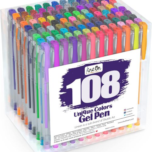 108 Colors Gel Pens Set, Gel Pens for Adult Coloring Books Journals Drawing Doodling Art Markers