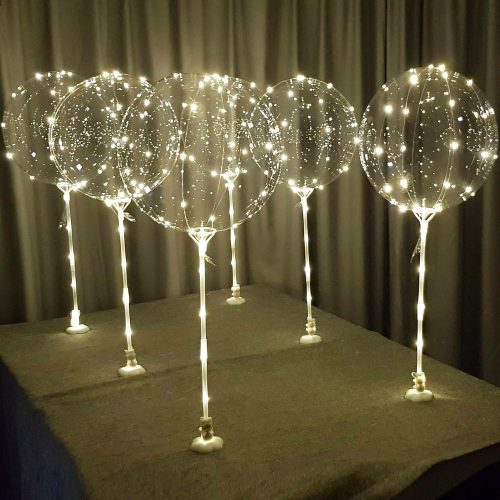 warm white 6pc LED Light up Balloon with sticks, stands and batteries, Table top centerpieces for party, Thanks giving, no helium required DIY Kit (warm white)