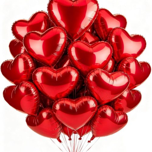 30Pcs Red Heart Balloons 18 Inch - Mylar Heart Shaped Foil Valentine's Day Decorations, Birthday Party, Anniversary,Wedding, Engagement, Baby Shower Decor