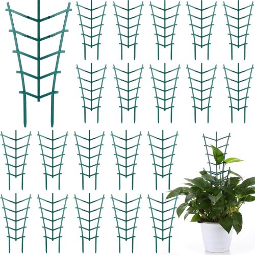 50 Pack Plant Trellis for Pots Garden Trellis for Potted Plants Flower Pots Support Stackable Plastic Mini Trellis for Climbing Plants Peas(Straight Line)