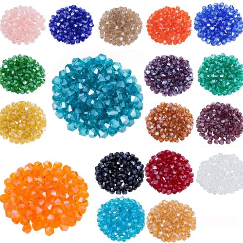 4 Lot 1800pcs Glass Bicone Beads 4mm for Adults, Crystal Beads Jewelry Making Supply for Bracelets, Necklaces, Earrings