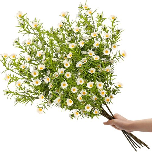 192 Blooms Artificial Daisy Flowers, 6Pcs 27.5 Inch Tall Realistic White Daisy Artificial Flowers, Fake Daisies for Vase, Wedding Home Party Decor