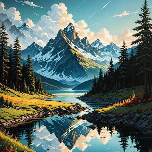 4 Paint By Numbers Kit For Adults, Mountain Paint By Number Kits For Beginner Landscape Acrylic On Canvas Mountains Diy Oil Painting Kit Adults' Paint-By-Number Kits For Gift Home Wall Decor 16x20 Inch