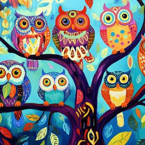 Owls Diamond Painting Kits for Adults - 5D DIY Art Craft with Round Resin Diamonds, Complete Starter Kit for Stress Relief & Home Decor (12x16 inch)