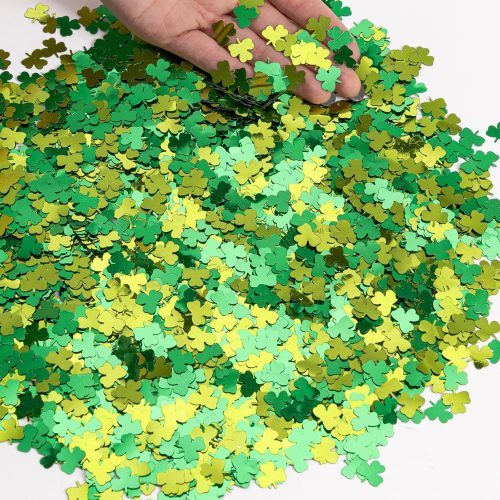 3000pcs St. Patrick's Day Shamrock Confetti Decorations, Green Metallic Foil Shamrock Table Confetti Glitter Lucky Clover Shamrock Sequin for St Patricks Day Party Home Decoration, 100g