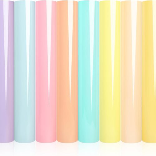 Pastel Iron on Vinyl Boho Heat Transfer Vinyl Bundle 12 X 10 in, 8 Assorted Pastel HTV for T-Shirts,Garment, Easy to Cut & Transfer