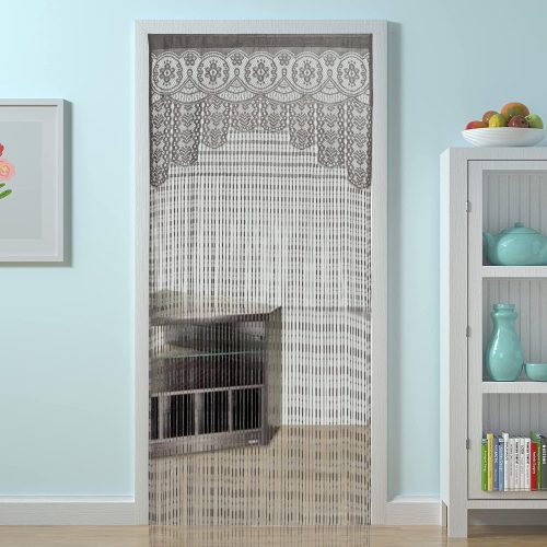 String Door Privacy Lace Curtain Macrame Boho Doorway Window Curtains for Wall Divider Windows Door Covers Decorative Room Separation (35×79in/90×200cm,Grey)
