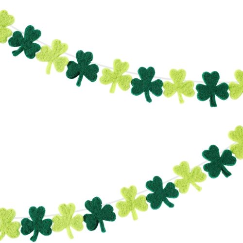 4 St. Patrick's Day Felt Ball Banner 8.2 ft Lucky Shamrock Garland Handmade Pom Ball Clover Decorative Irish Wall Hanging Garlands for Home St. Patrick's Day Irish Party Decoration (Shamrock)