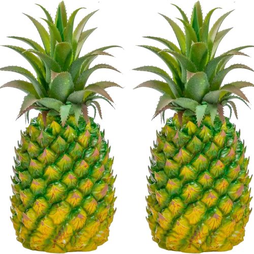 2 Pack Artificial Pineapple -Simulated Fruit Decoration, Lifelike Fake Fruit Model, Perfect for Home Decor, Kitchen, Party & Photography Prop – Realistic & Eco-Friendly,Green Meduim