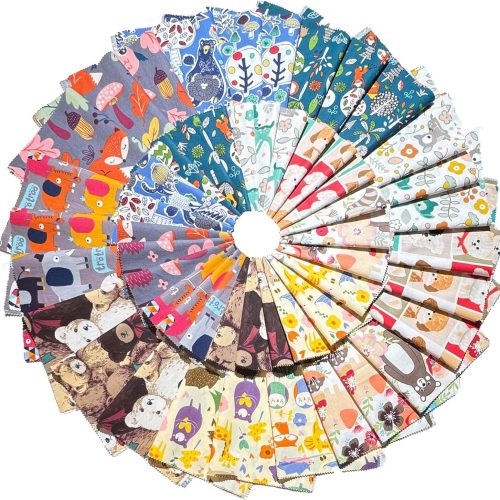 100% Cotton Fabric Bundle Quilt Squares 5''x5'', Animal Patterns Charm Packs Fabric Pre-Cut Pathwork for Quilting,Sewing,and DIY Scrapbooking(54pcs)