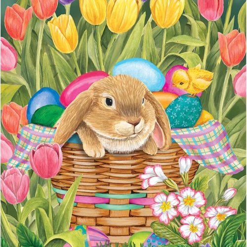 4 Easter Bunny Diamond Art Kits for Adults - Full Drill Flowers Diamonds Art Kits, DIY 5D Diamonds Art Spring Tulips Diamond Art Kits Craft for Home Wall Decor 30x40cm