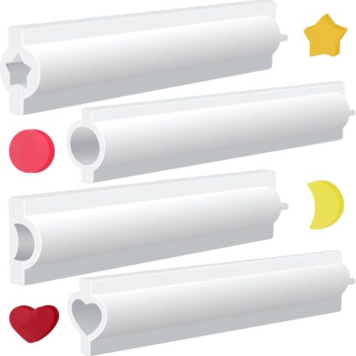 4 Pcs Silicone Soap Mold Long Moon Round Star Heart Tube Column Chocolate Candle Embed Soap Making Supplies for DIY Handmade Mousse Loaf Dessert Cake Craft Art