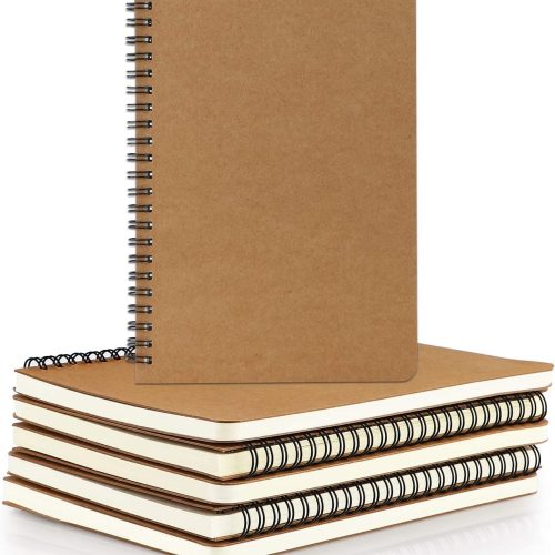 Spiral Ruled Notebook, A5 6 Pack 5.5" x 8.3" 120 Pages Lined Travel Hardcover Notebooks Journal, Memo Notepad Sketchbook, Students College Office Business Subject Diary Ruled Book Journal