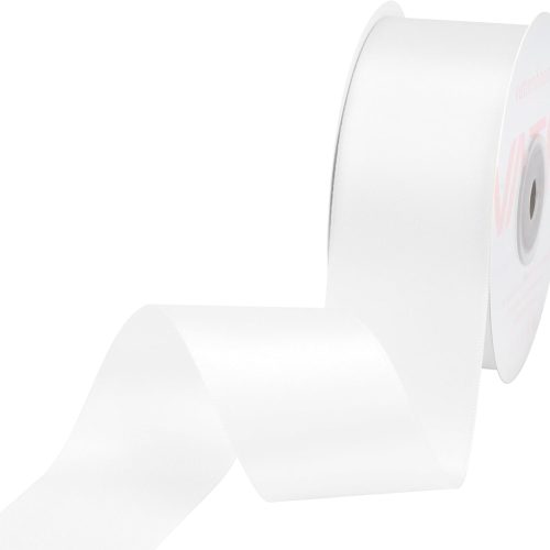 Double Face White Satin Ribbon 1-1/2" Continuous 50 Yards,White Polyester Fabric Ribbon use for Bows Bouquet, Gift Wrapping, Floral Arrangement Wedding Decoration