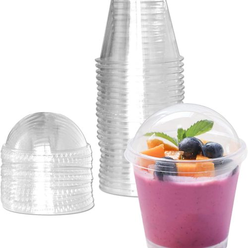 Clear Plastic Cups with Lids,6oz-25 Sets Mini Parfait Cups with No Holes Dome Lids,Parfait Cups with Lids, Disposable Party Cups for Fruit/Ice Cream/Cupcake/Iced Cold Drinks