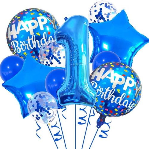 1st Birthday Large Foil Balloons Blue， Balloon Decorations for 1st Birthday Party Boys，Boys First Birthday Party Decorations Supplies (Blue 1)
