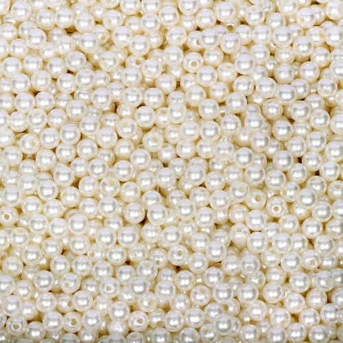 4 Pearl Beads for Jewelry Making 1300pcs 6mm Pearl Craft Beads with Hole Loose Fake Pearls Small Faux Pearls for Jewelry Making Bracelet Necklace DIY, Sewing Decor and Vase Filler