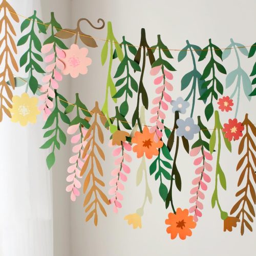 4 Colorful Wild Flower Garland Floral Banner Garden Party Decorations,Double-Sided Leaf Floral Garland Hanging Flowers for Decoration,Wildflower Party Decorations for Birthday Wedding Baby Shower