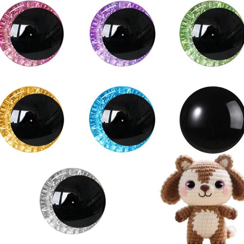 160 Pcs 20mm Safety Eyes Glitter 3D Safety Eyes for Amigurumi Plastic Eyes for Crochet Animals with Washers for Handicrafts Doll Making Supplies