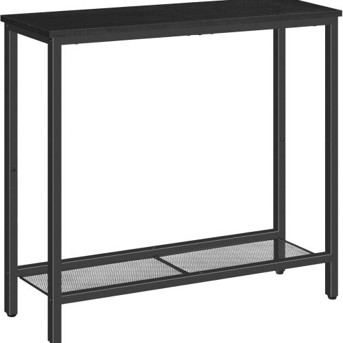 29.5" Narrow Console Table, Small Entryway Table with Shelf, 2 Tier Thin Sofa Table, Behind Couch Table, Side Table, for Hallway, Living Room, Bedroom, Black BB74XG01