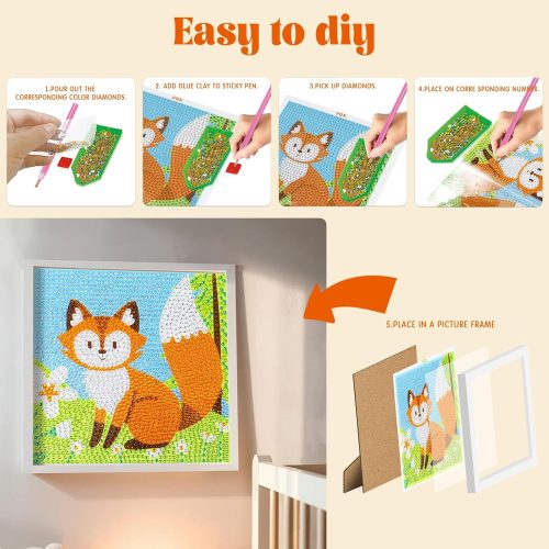 iamond Painting Kits for Kids 6-12 - 6 Pack (6x6 Inch) with Unicorn, Dinosaur, Turtle & More –Gem Art Kit Includes Tools, 21 Colors & Frames - Fun Diamond Dot Art for Girls & Boys