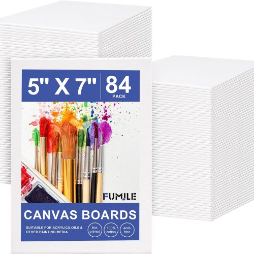 Canvas Boards for Painting 5x7 Inch, 84 Pack Small Canvases Value Pack, Primed Acid-Free Blank Canvas Panels for Beginners & Artist, Painting Canvas for Classroom and Painting Parties., White