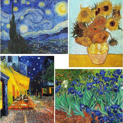 Paint by Numbers for Adults and Beginner, 4 Pack (16x19inch) Van Gogh Starry Night Painting by Number Kits On Canvas, Without Frame DIY Oil Painting Acrylic Paints, Home Wall Decor Gift