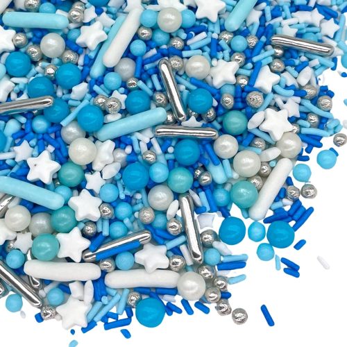 Sprinkles- Edible Cake and Cupcake Sprinkles with Assorted Shapes and Sizes for Parties, Metallic Sprinkle Mix for Cookies, Ice Cream, Cake and Cupcake Decorating, 4 oz, Blue sprinkles