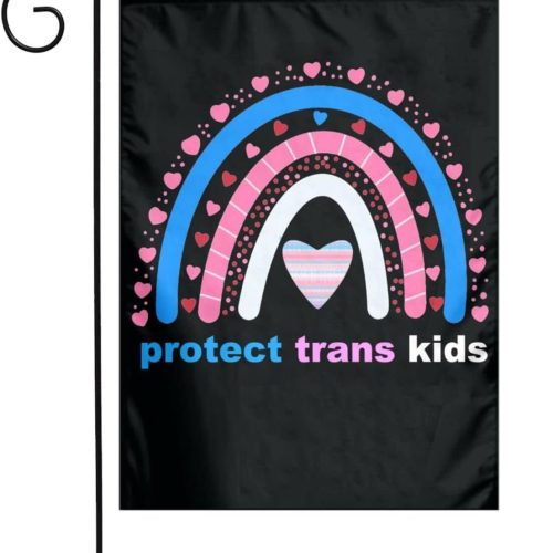 Protect Trans Kids Transgender Pride Month Garden Flag Double Sided Vertical Outdoor Decorative Yard Sign Welcome Banner For Home Lawn Patio 12"X18"