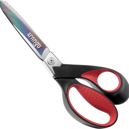 Industrial Scissors Heavy Duty: 9" Professional Multipurpose Shears Sharp Stainless Steel - Forged Titanium Coated Scissors for Fabric Sewing Carpet Craft Workshop Outdoor Home Office