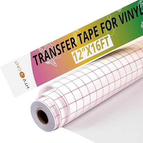 Transfer Tape for Vinyl -12" x 16 FT w/Red Alignment Grid Transfer Paper, Medium Tack Vinyl Transfer Tape for Signs Stickers Decals Walls Doors & Windows