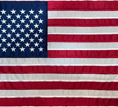 American Flag 12X18 Inches,USA Embroidered Star Stripe | 4-Ply Stitching Reinforcement | Two Brass Grommets Heavy Duty Nylon Samll US Whips Flags For Boat Marine Car Oustside Utv Atv