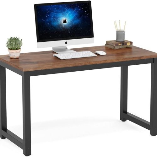 Modern Simple Computer Desk, 47 inch Vintage Office Desk Computer Table, Study Writing Study Desk Workstation for Home Office, Rustic Brown
