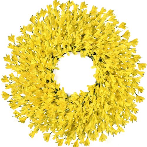 26 Inch Spring Wreaths for Front Door Large Easter Valentines Forsythia Floral Summer Spring Door Wreaths Outdoor All Season Spring Decorations for Home Porch Room Window Wall Farmhouse Decor (Yellow)