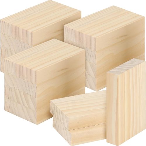 15PCS 3 x 5 x 1 Inches Craft Wood Blocks, Rectangle Whittling Blocks, Unfinished Wooden Block for DIY, Art Carving