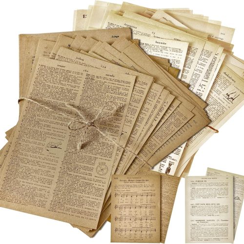 114 Pieces 2 Sets Junk Journal Pages Vintage Ephemera Pack Craft Paper Junk Journal Vintage Paper for Albums Planner Decorative Crafts Embellishment Supplies(Old Book and Vellum Series)
