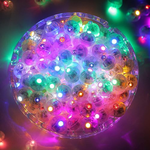 1 100PCs Colorful Balloon Lights Mini, Battery Powered, Long Standby Time Waterproof Tiny Led Round Flash Light for Paper Lantern Balloon Party Easter Eggs Wedding Christmas Halloween Decorations