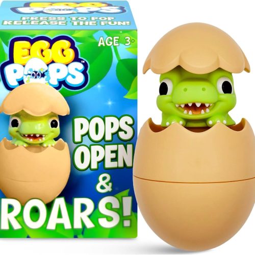 1 Animal Egg Pops Talking Toy - Pops Up & Plays Sounds, Easter Basket Stuffers for Teens - Interactive Easter Kids Toys or Funny Gag Gifts for Teens, Cute Collectible Spring Character (Dino)
