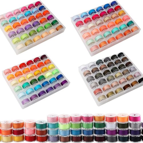 144Colors Prewound Bobbin Thread Plastic Size A SA156 Class 15 Polyester Thread 4Box Each 36Colors for Embroidery and Sewing Machine Use Bobbin with Thread Sewing Threads Assorted Colors