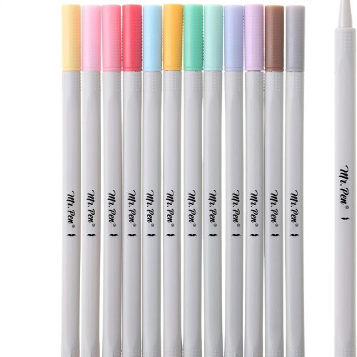 Mr. Pen- Fineliner Pastel Pens, 12 Pack, Pastel Colors, No Bleed Fine Point Pen, No Smudge Fine Tip Markers, Bible / Journal Pens, Drawing / Note Taking Pen