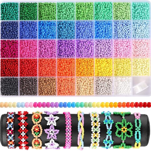 3mm Seed Beads Uniform, 39 Colors 8200pcs Small Beads for Jewelry Making, Friendship Bracelet Bead for Girls Adults