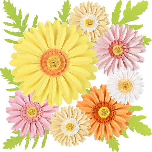 1 Daisy Giant Paper Flower Wall Decor, 3D Large Flower Party Decoration, Artificial Flower for Classroom, Pink and Yellow Flowers for Bulletin Board, Office,Living Room, Bedroom.