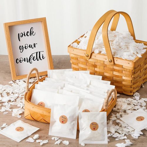 Biodegradable Confetti, Dried Hydrangea Flower Petals with Throw Me Stickers Wedding Confetti Biodegradable Flower Petals for Wedding Ideas Valentines Day Decor (White,55 Pcs)