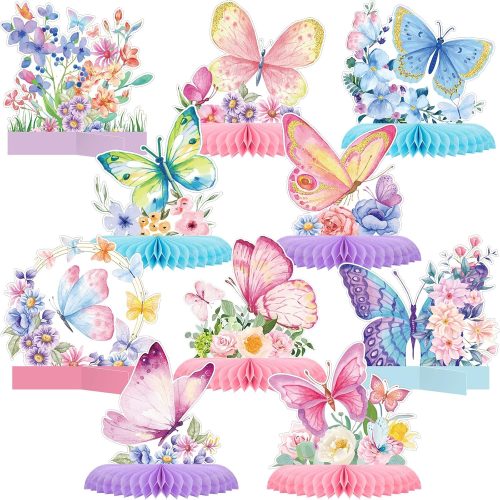 10 Pieces Butterfly Centerpieces for Tables Butterfly Birthday Party Decorations Spring Honeycomb Table Centerpiece Spring Flower Theme Party Supplies for Birthday Baby Shower Decor