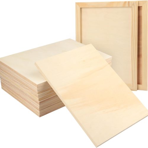 12 Pack Wood Canvas Boards for Painting, 9 x 12 Inch Canvas Panels for Art Projects, Cradled Artist Panels for Oil, Acrylic, Encaustic, Wood Burning, Pouring and More