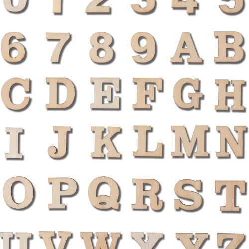 296 Pieces 0.75" Inch Mini Unfinished Wood Alphabet Letters and Wooden Numbers Blank Letters for Homemade Arts DIY Project